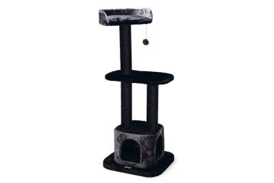 Beeztees Kedi Tırmalama ve Oyun Evi, Siyah/Gri, 50x50x120cm - 4