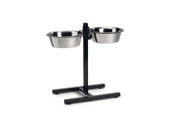 Beeztees Köpek İkili Mama Su Kabı, Ayaklı, Paslamaz Çelik, 25cm, 2x2,5L - 1