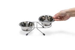 Beeztees Köpek İkili Mama Su Kabı, Paslanmaz Çelik, 11cm, 2x180ml - 1