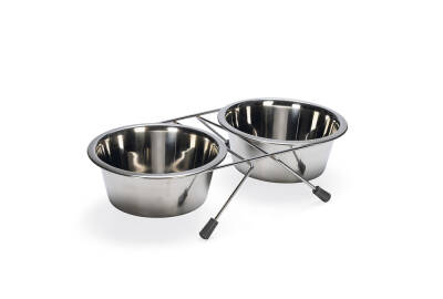Beeztees Köpek İkili Mama Su Kabı, Paslanmaz Çelik, 16cm, 2x900ml - 1