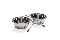 Beeztees Köpek İkili Mama Su Kabı, Paslanmaz Çelik, 16cm, 2x900ml - Beeztees