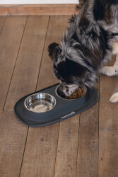 Beeztees Köpek İkili Mama ve Su Kabı, Paslanmaz Çelik, 40x24cm, 2x500ml - 2