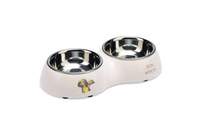 Beeztees Köpek İkili Mama ve Su Kabı, Paslanmaz Çelik, Pudra Pembe, 27x14cm, 2x160ml - 3