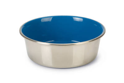 Beeztees Köpek Mama Su Kabı, Paslanmaz Çelik, İçi Mavi, 20cm, 1,9L - 1