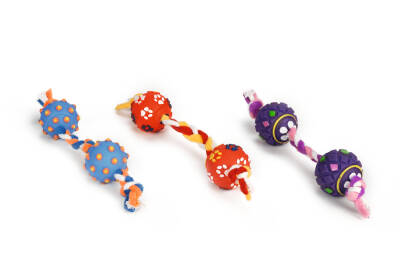 Beeztees Köpek Oyuncağı, İpli Top, Vinyl, Çeşitli Renklerde, S, Top 4,5cm - 30cm - 1