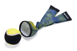 Beeztees Köpek Oyuncağı, Yüzen, Tenis Topu ve Kumaş Fırlatma, Mavi/Sarı 29cm - 1