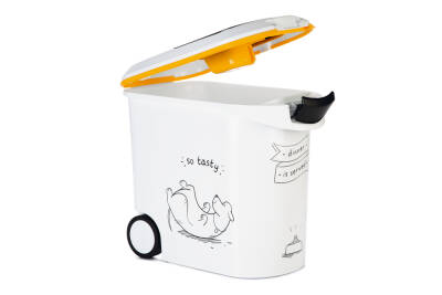 Beeztees Mama Saklama Kabı, Plastik, Tekerlekli, Özel Kapaklı, Beyaz, 35L - 4