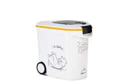 Beeztees Mama Saklama Kabı, Plastik, Tekerlekli, Özel Kapaklı, Beyaz, 35L - Beeztees