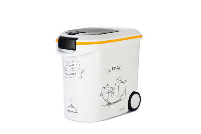 Beeztees Mama Saklama Kabı, Plastik, Tekerlekli, Özel Kapaklı, Beyaz, 35L - 5