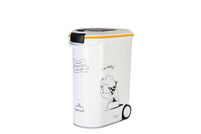 Beeztees Mama Saklama Kabı, Plastik, Tekerlekli, Özel Kapaklı, Beyaz, 54L - 1