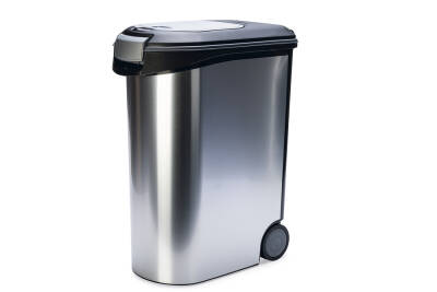 Beeztees Mama Saklama Kabı, Plastik, Tekerlekli, Özel Kapaklı, Dışı Metal Görünümlü 54L - 1