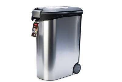 Beeztees Mama Saklama Kabı, Plastik, Tekerlekli, Özel Kapaklı, Dışı Metal Görünümlü 54L - 4