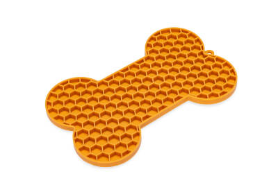 Beeztees Yavru Köpek Yaş Mama Yeme Oyuncağı, Kemik Şeklinde, Silikon, Turuncu, 18x11cm - 1