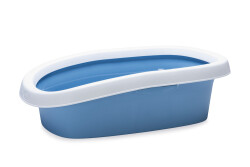 Beeztees Yüksek Kenarlı Açık Kedi Tuvaleti, Mavi Beyaz, 39x58x17cm - 2