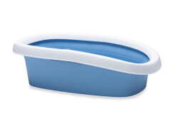 Beeztees Yüksek Kenarlı Açık Kedi Tuvaleti, Mavi Beyaz, 39x58x17cm - 4