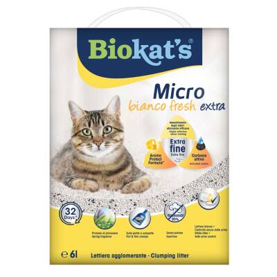 Biokats Micro Bianco Fresh Extra Topaklanan Kedi Kumu 6 lt - 1