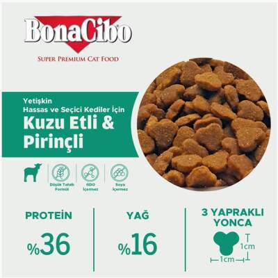 BonaCibo Kuzu Etli ve Pirinçli Yetişkin Kedi Maması 15 Kg - 3