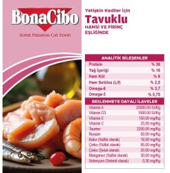 BonaCibo Tavuklu (Hamsi ve Pirinç eşliğinde) Yetişkin Kedi Maması 2 Kg - 4