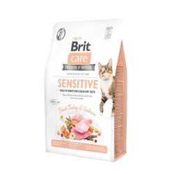 Brit Care Sensitive Hipoalerjenik Hindili ve Somonlu Tahılsız Yetişkin Kedi Maması 2 kg - Brit Care