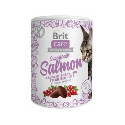 Brit Care Superfruits Glutensiz Somonlu ve Kızılcıklı Kıtır Kısırlaştırılmış Kedi Ödül Maması 100 gr - Brit Care
