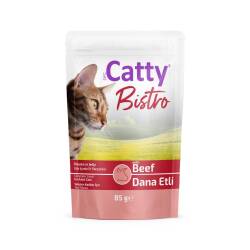 Catty Bistro Jöle İçinde Et Parçacıklı Dana Etli Yetişkin Kedi Konservesi 85 Gr - Catty