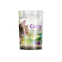 Catty Bistro Mükemmel Karışım Kuzulu Tavuklu Somonlu Yaban Mersinli ve Kızılcıklı Kedi Ödül Maması 60 Gr - Catty