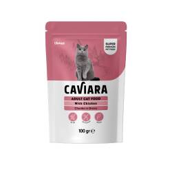 Caviara Pouch Sos İçinde Et Parçacıklı Tavuklu Yetişkin Kedi Konservesi 100 Gr - Caviara