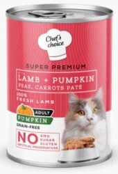 Chef's Choice Kuzu Etli ve Bal Kabaklı Tahılsız Ezme Yetişkin Kedi Konservesi 400 gr - Chef's Choice