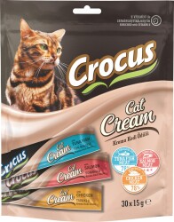 Crocus Çoklu Tavuklu & Ton Balıklı & Somonlu Krema Kedi Ödülü 30 X 15 gr - Crocus