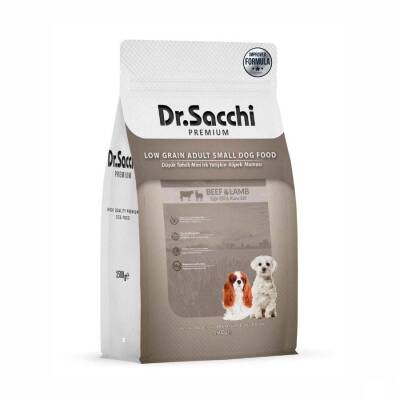 Dr. Sacchi Premium Düşük Tahıllı Sığır ve Kuzu Etli Mini Irk Yetişkin Köpek Maması 1,5 kg - 1