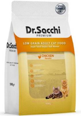 Dr. Sacchi Premium Düşük Tahıllı Tavuklu Yetişkin Kedi Maması 1 kg - 1