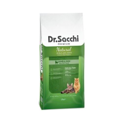 Dr.Sacchi Premium Natural Kuzu Etli ve Pirinçli Yetişkin Kedi Maması 15 kg - Dr. Sacchi