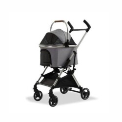 EuroDog Katlanabilir Köpek Arabası Koyu Gri 60x44x100 cm - EuroDog