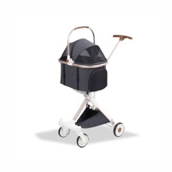 EuroDog Katlanabilir Köpek Arabası Koyu Gri 83x48,5x110 cm - EuroDog