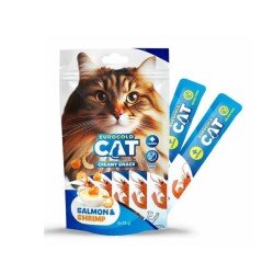 EuroGold Cat Somon Balığı ve Karides Aromalı Sıvı Kedi Ödülü 5x15Gr - EuroGold