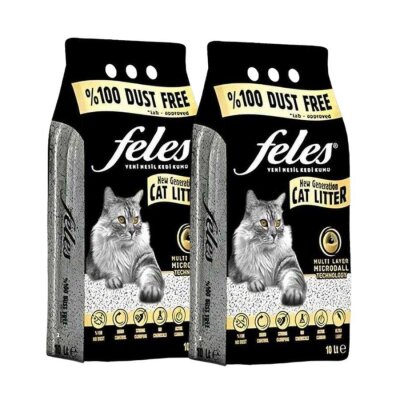 Feles Aktif Karbonlu Tozsuz Topaklanan Kedi Kumu 10 lt X 2 Adet