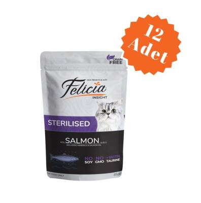 Felicia Pouch Kısırlaştırılmış Somonlu Tahılsız Yetişkin Kedi Konservesi 85 Gr x 12 Adet - 1