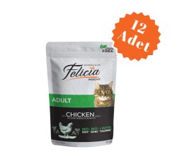 Felicia Pouch Tavuklu Tahılsız Yetişkin Kedi Konservesi 85 Gr x 12 Adet - Felicia