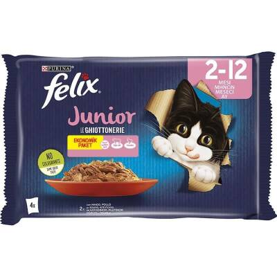 Felix Junior Pouch Tavuklu ve Sığır Etli Kedi Konservesi (4 X 85 gr) 12 Adet - 2