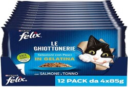 Felix Somon ve Ton Balıklı Kedi Konservesi 85 gr 4 Adet X 12 Adet - Felix