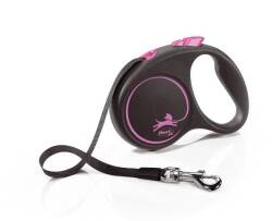 Flexi Black Design Pembe 5 mt Şerit Otomatik Tasma Small - Flexi