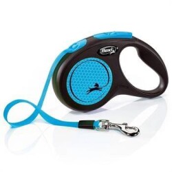 Flexi Neon Şerit Otomatik Köpek Tasması Medium 5 mt Mavi - Flexi