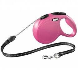 Flexi New Classic İp Otomatik Köpek Gezdirme Tasması Pembe M 8 mt - Flexi