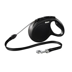 Flexi New Classic İp Otomatik Köpek Gezdirme Tasması Siyah M 8 mt - Flexi