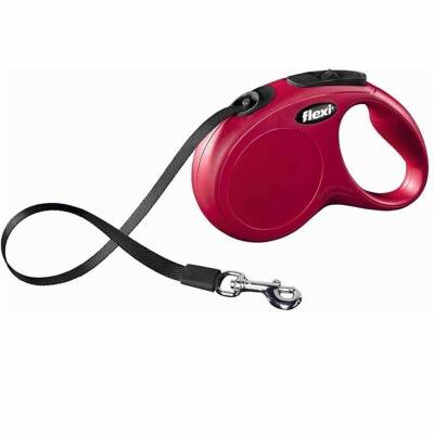 Flexi New Classic Kırmızı 5 mt Şerit Otomatik Tasma Small - 1