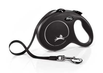 Flexi New Classic Şerit Otomatik Köpek Gezdirme Tasması Siyah L 8 mt