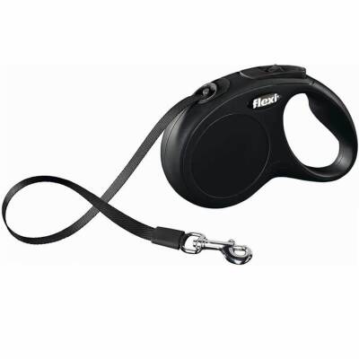 Flexi New Classic Şerit Otomatik Köpek Gezdirme Tasması Siyah XS 3 mt - 1