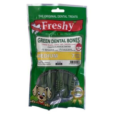 Freshy Ağız Kokusu Önleyici Yeşil Kemik Köpek Ödülü 140 gr 7 Adet - 2