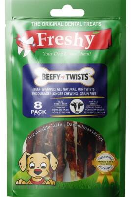 Freshy Beefy Twists Dental Sığır Etli Burgu Çubuk Köpek Ödülü 13 cm 8'li 75 gr - 1