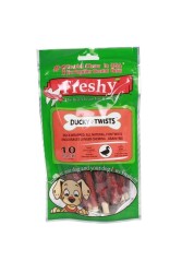 Freshy Ducky Twists Ördekli Dental Sütlü Burgu Köpek Ödülü 90 gr - 10 Çubuk - Freshy